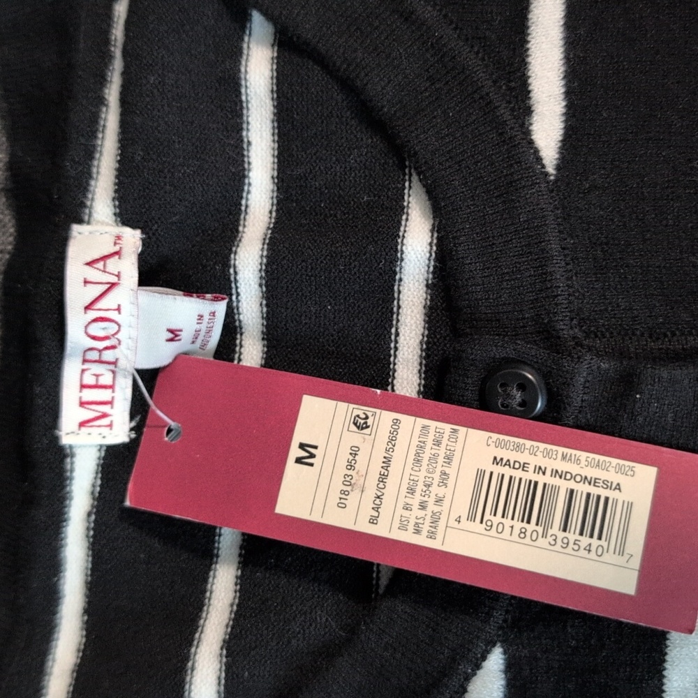 Merona Black and White Striped Cardigan - Picture 2 of 4